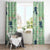 Green Palaka Crane and Flowers Window Curtain Japan Heritage Spirit - Polynesian Pride