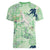 Green Palaka Crane and Flowers Women V-Neck T-Shirt Japan Heritage Spirit - Polynesian Pride