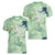 Green Palaka Crane and Flowers Women V-Neck T-Shirt Japan Heritage Spirit - Polynesian Pride