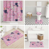 Pink Palaka Crane and Flowers Bathroom Set Japan Heritage Spirit - Polynesian Pride
