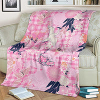Pink Palaka Crane and Flowers Blanket Japan Heritage Spirit - Polynesian Pride