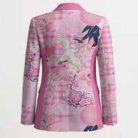 Pink Palaka Crane and Flowers Blazer Japan Heritage Spirit - Polynesian Pride