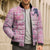 Pink Palaka Crane and Flowers Bomber Puffer Jacket Japan Heritage Spirit - Polynesian Pride
