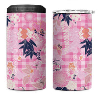 Pink Palaka Crane and Flowers 4 in 1 Can Cooler Tumbler Japan Heritage Spirit - Polynesian Pride