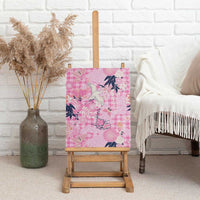 Pink Palaka Crane and Flowers Canvas Wall Art Japan Heritage Spirit - Polynesian Pride