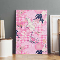 Pink Palaka Crane and Flowers Canvas Wall Art Japan Heritage Spirit - Polynesian Pride