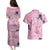 Pink Palaka Crane and Flowers Couples Matching Puletasi and Hawaiian Shirt Japan Heritage Spirit - Polynesian Pride
