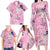 Pink Palaka Crane and Flowers Family Matching Long Sleeve Bodycon Dress and Hawaiian Shirt Japan Heritage Spirit - Polynesian Pride