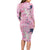 Pink Palaka Crane and Flowers Family Matching Long Sleeve Bodycon Dress and Hawaiian Shirt Japan Heritage Spirit - Polynesian Pride