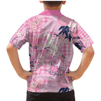 Pink Palaka Crane and Flowers Family Matching Mermaid Dress and Hawaiian Shirt Japan Heritage Spirit - Polynesian Pride