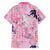 Pink Palaka Crane and Flowers Family Matching Off The Shoulder Long Sleeve Dress and Hawaiian Shirt Japan Heritage Spirit - Polynesian Pride