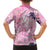 Pink Palaka Crane and Flowers Family Matching Puletasi and Hawaiian Shirt Japan Heritage Spirit - Polynesian Pride