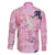 Pink Palaka Crane and Flowers Family Matching Short Sleeve Bodycon Dress and Hawaiian Shirt Japan Heritage Spirit - Polynesian Pride