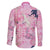 Pink Palaka Crane and Flowers Family Matching Tank Maxi Dress and Hawaiian Shirt Japan Heritage Spirit - Polynesian Pride
