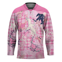 Pink Palaka Crane and Flowers Hockey Jersey Japan Heritage Spirit - Polynesian Pride