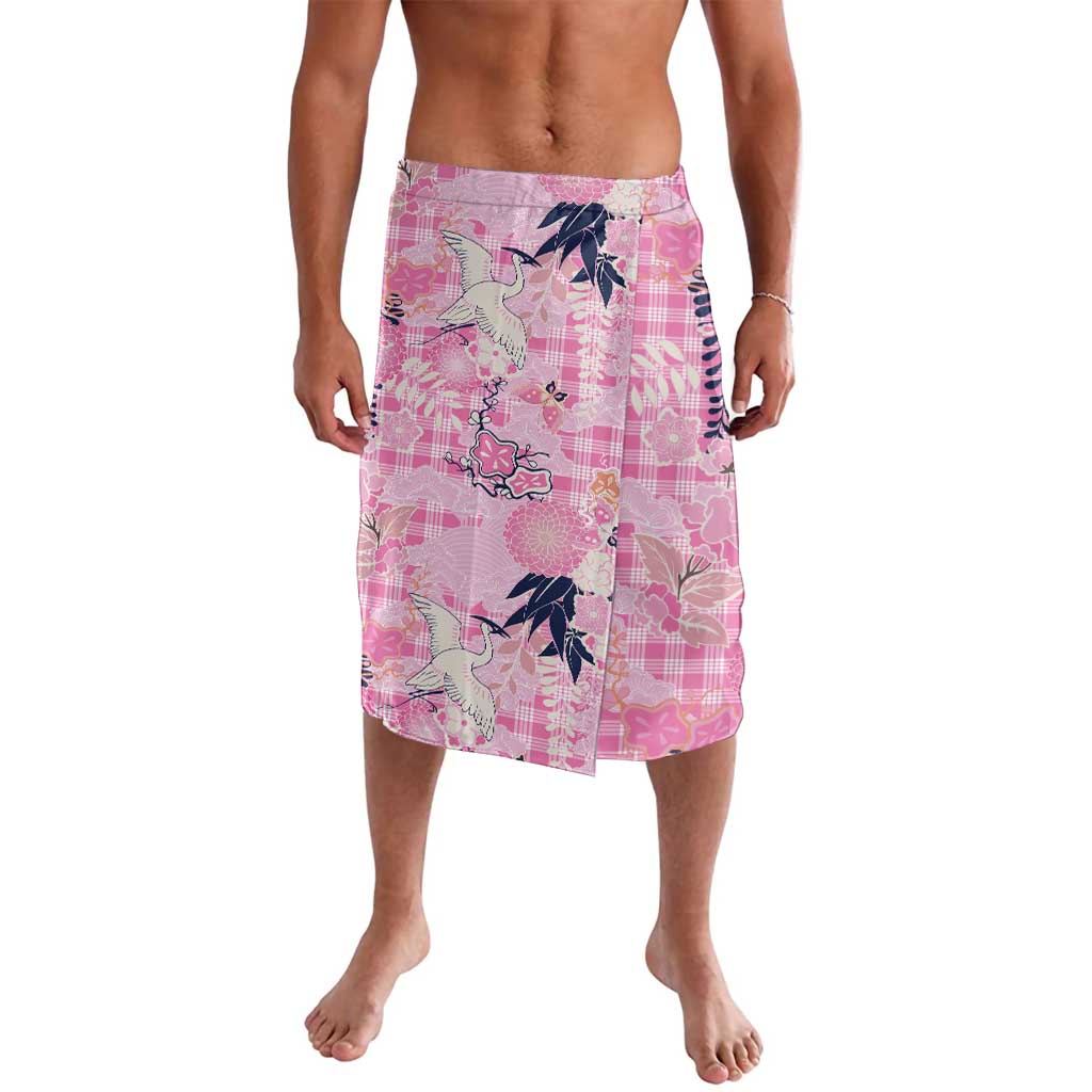 Pink Palaka Crane and Flowers Lavalava Japan Heritage Spirit - Polynesian Pride