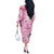 Pink Palaka Crane and Flowers Off The Shoulder Long Sleeve Dress Japan Heritage Spirit - Polynesian Pride