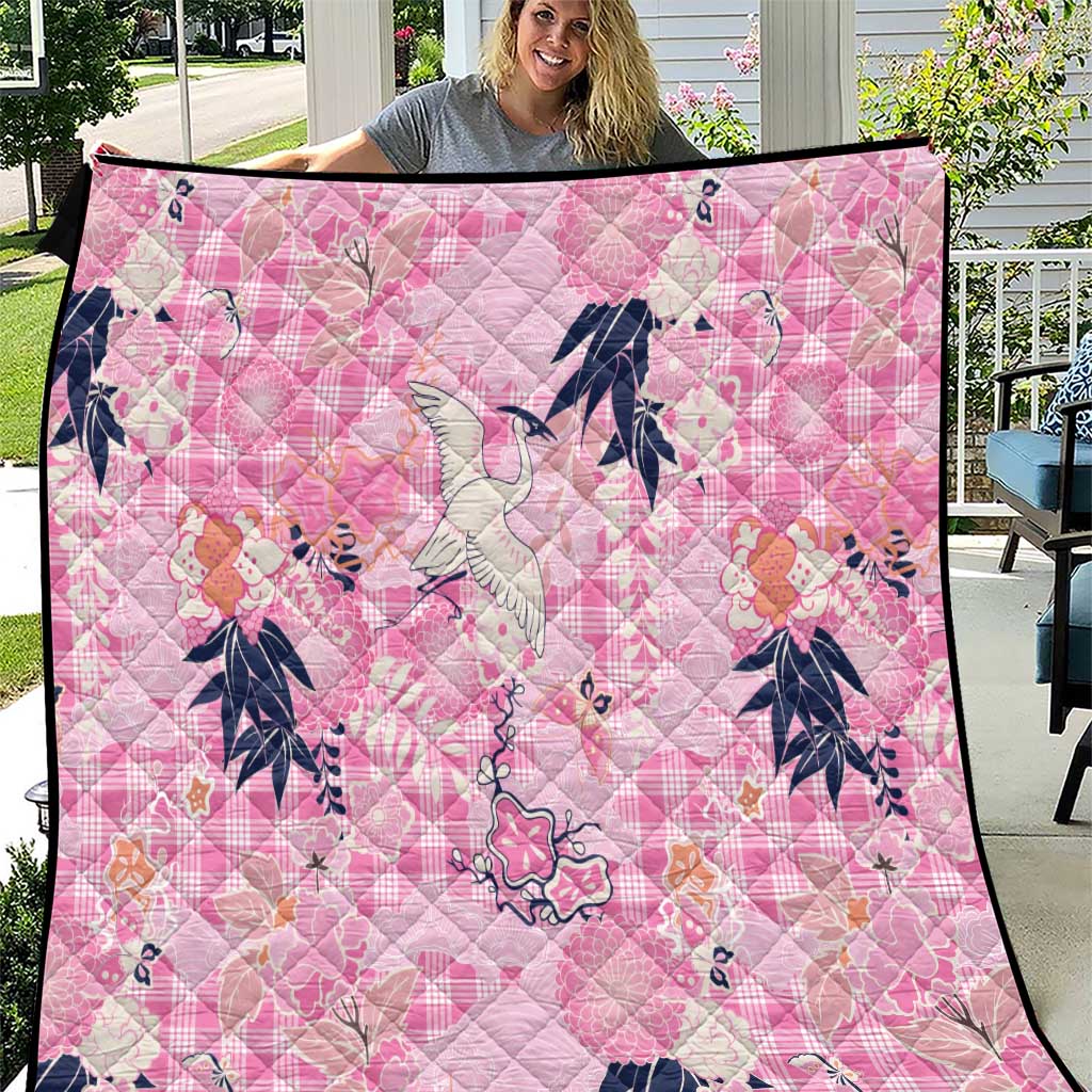 Pink Palaka Crane and Flowers Quilt Japan Heritage Spirit LT9 Pink - Polynesian Pride