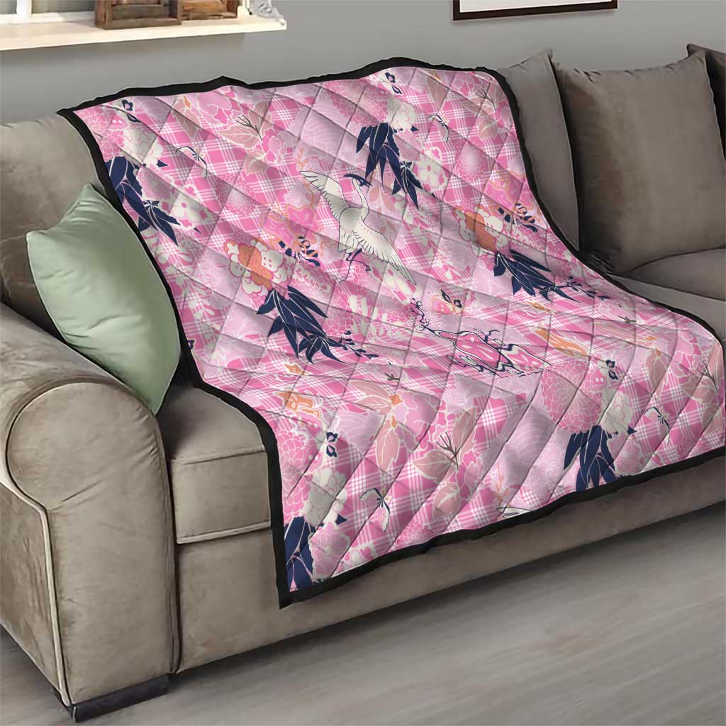 Pink Palaka Crane and Flowers Quilt Japan Heritage Spirit LT9 - Polynesian Pride