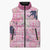 Pink Palaka Crane and Flowers Sleeveless Puffer Jacket Japan Heritage Spirit - Polynesian Pride