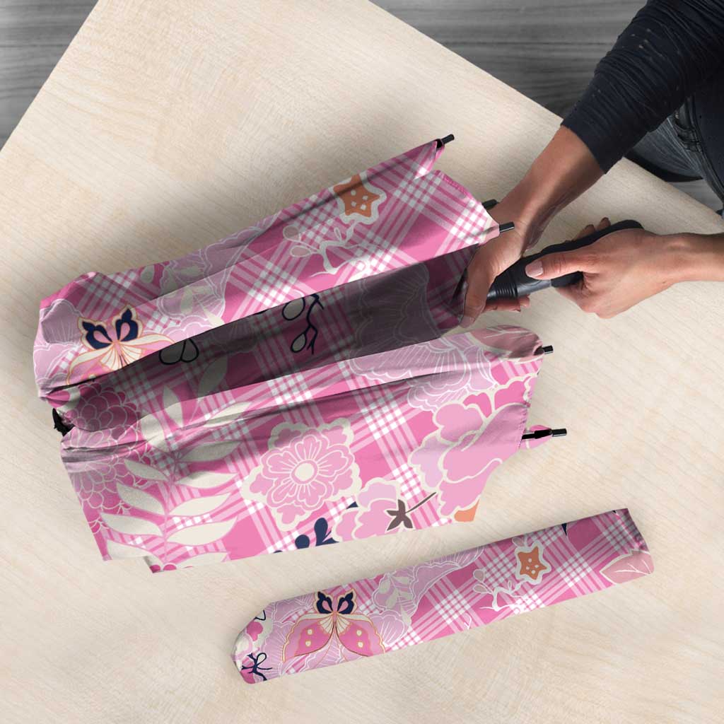 Pink Palaka Crane and Flowers Umbrella Japan Heritage Spirit - Polynesian Pride