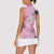 Pink Palaka Crane and Flowers Women Sleeveless Polo Shirt Japan Heritage Spirit - Polynesian Pride