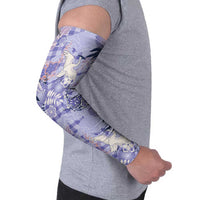 Purple Palaka Crane and Flowers Arm Sleeves Japan Heritage Spirit LT9 - Polynesian Pride