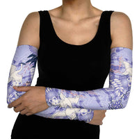 Purple Palaka Crane and Flowers Arm Sleeves Japan Heritage Spirit LT9 - Polynesian Pride