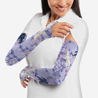 Purple Palaka Crane and Flowers Arm Sleeves Japan Heritage Spirit LT9 - Polynesian Pride