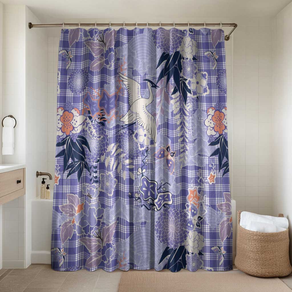 Purple Palaka Crane and Flowers Bathroom Set Japan Heritage Spirit - Polynesian Pride