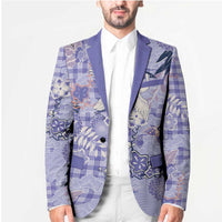 Purple Palaka Crane and Flowers Blazer Japan Heritage Spirit - Polynesian Pride