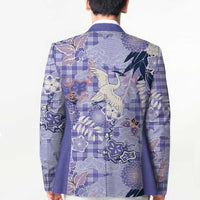 Purple Palaka Crane and Flowers Blazer Japan Heritage Spirit - Polynesian Pride
