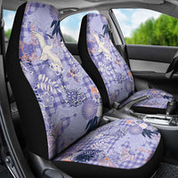 Purple Palaka Crane and Flowers Car Seat Cover Japan Heritage Spirit - Polynesian Pride