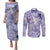 Purple Palaka Crane and Flowers Couples Matching Puletasi and Long Sleeve Button Shirt Japan Heritage Spirit - Polynesian Pride