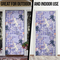 Purple Palaka Crane and Flowers Door Cover Japan Heritage Spirit - Polynesian Pride