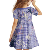 Purple Palaka Crane and Flowers Family Matching Long Sleeve Bodycon Dress and Hawaiian Shirt Japan Heritage Spirit - Polynesian Pride