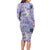 Purple Palaka Crane and Flowers Family Matching Long Sleeve Bodycon Dress and Hawaiian Shirt Japan Heritage Spirit - Polynesian Pride