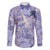 Purple Palaka Crane and Flowers Family Matching Off The Shoulder Long Sleeve Dress and Hawaiian Shirt Japan Heritage Spirit - Polynesian Pride