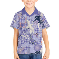 Purple Palaka Crane and Flowers Family Matching Puletasi and Hawaiian Shirt Japan Heritage Spirit - Polynesian Pride