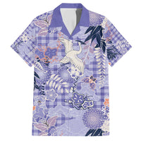 Purple Palaka Crane and Flowers Family Matching Tank Maxi Dress and Hawaiian Shirt Japan Heritage Spirit - Polynesian Pride