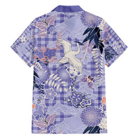 Purple Palaka Crane and Flowers Family Matching Tank Maxi Dress and Hawaiian Shirt Japan Heritage Spirit - Polynesian Pride