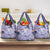 Purple Palaka Crane and Flowers Grocery Bag Japan Heritage Spirit - Polynesian Pride