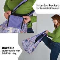 Purple Palaka Crane and Flowers Grocery Bag Japan Heritage Spirit - Polynesian Pride