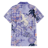 Purple Palaka Crane and Flowers Hawaiian Shirt Japan Heritage Spirit - Polynesian Pride