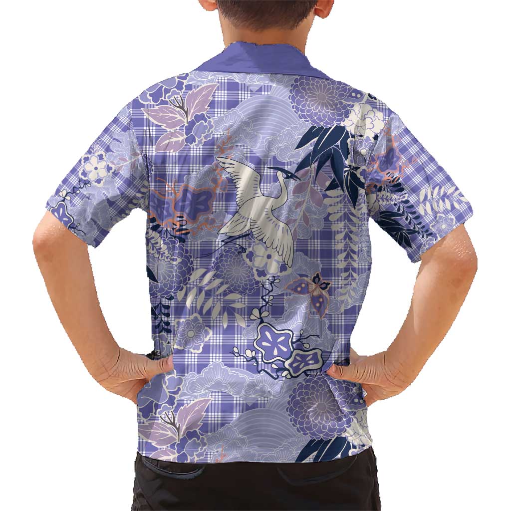 Purple Palaka Crane and Flowers Hawaiian Shirt Japan Heritage Spirit - Polynesian Pride