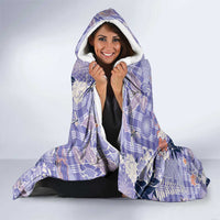 Purple Palaka Crane and Flowers Hooded Blanket Japan Heritage Spirit LT9 - Polynesian Pride