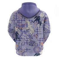 Purple Palaka Crane and Flowers Hoodie Japan Heritage Spirit - Polynesian Pride