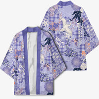 Purple Palaka Crane and Flowers Kimono Japan Heritage Spirit - Polynesian Pride