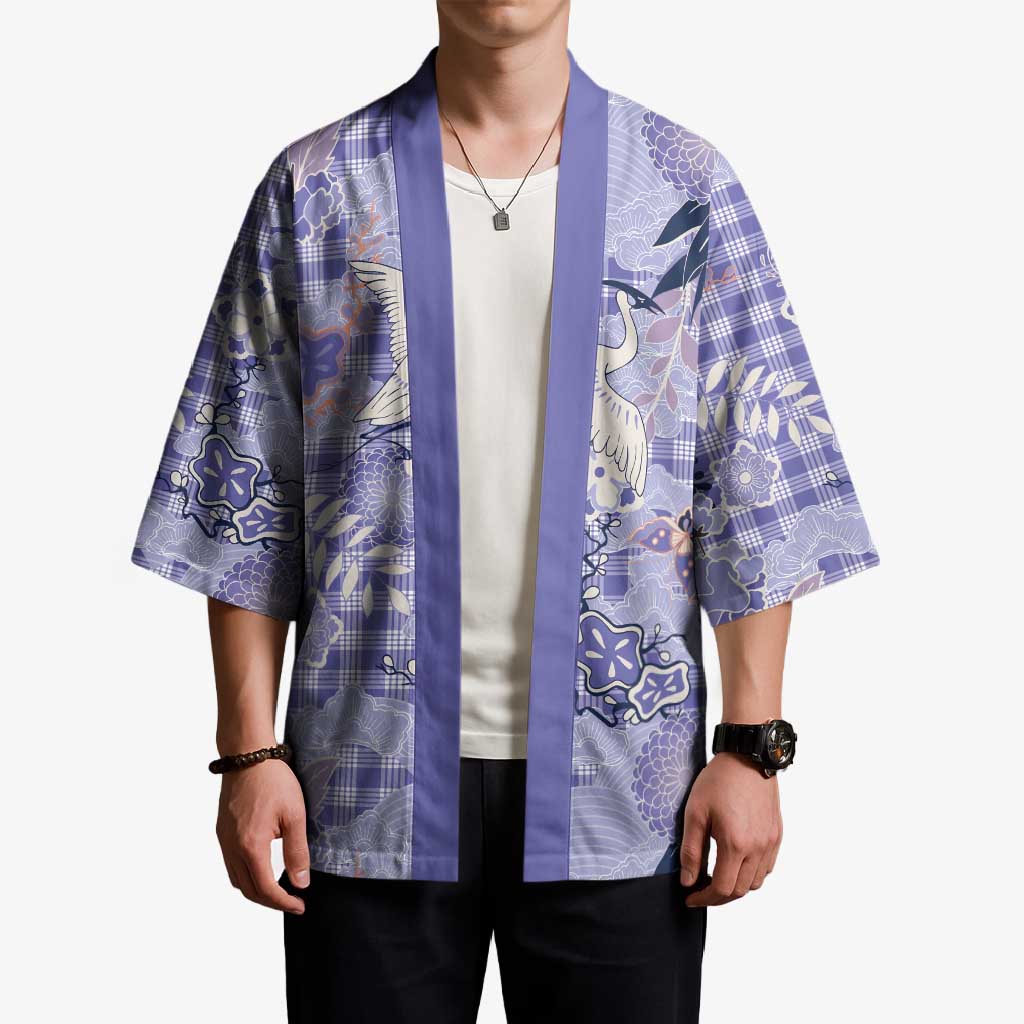 Purple Palaka Crane and Flowers Kimono Japan Heritage Spirit - Polynesian Pride