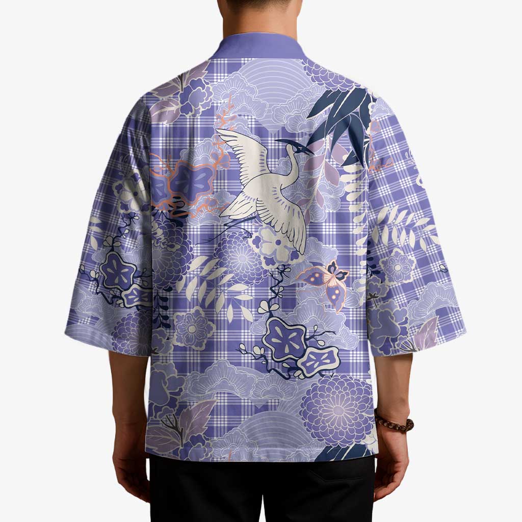 Purple Palaka Crane and Flowers Kimono Japan Heritage Spirit - Polynesian Pride